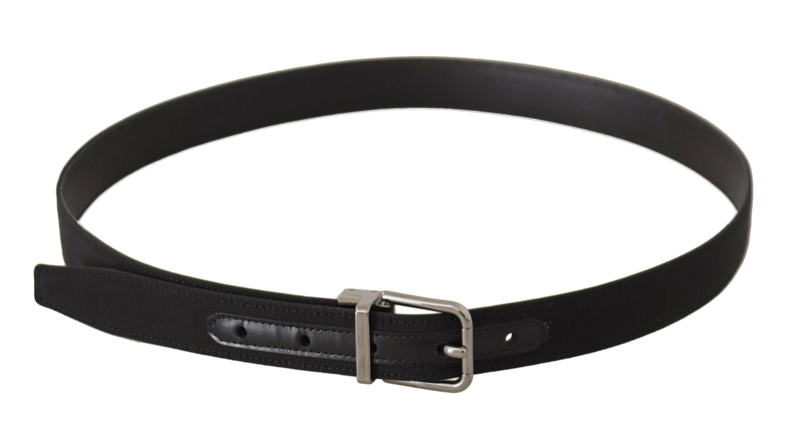 Dolce & Gabbana Black Canvas Leather Silver Metal Buckle Belt -   -  Dolce & Gabbana.