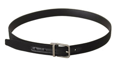 Dolce & Gabbana Black Canvas Leather Silver Metal Buckle Belt -   -  Dolce & Gabbana.