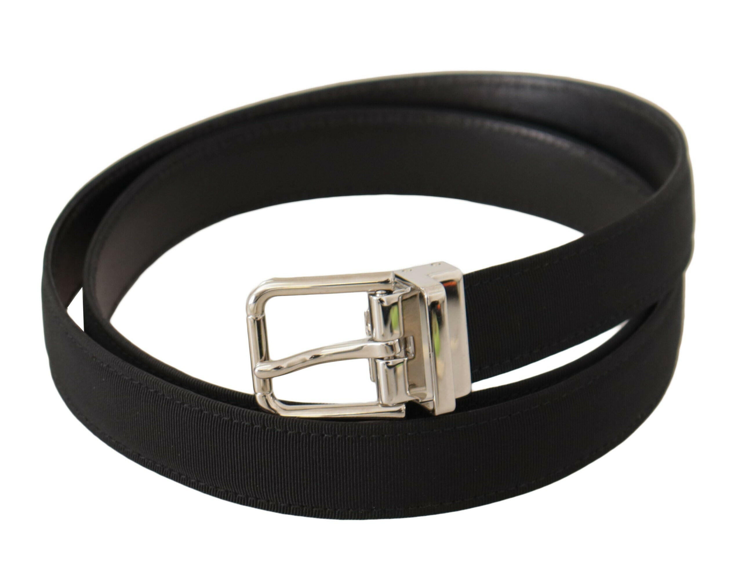Dolce & Gabbana Black Canvas Silver Tone Metal Buckle Men Belt -   -  Dolce & Gabbana.