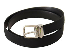 Dolce & Gabbana Black Canvas Silver Tone Metal Buckle Men Belt -   -  Dolce & Gabbana.