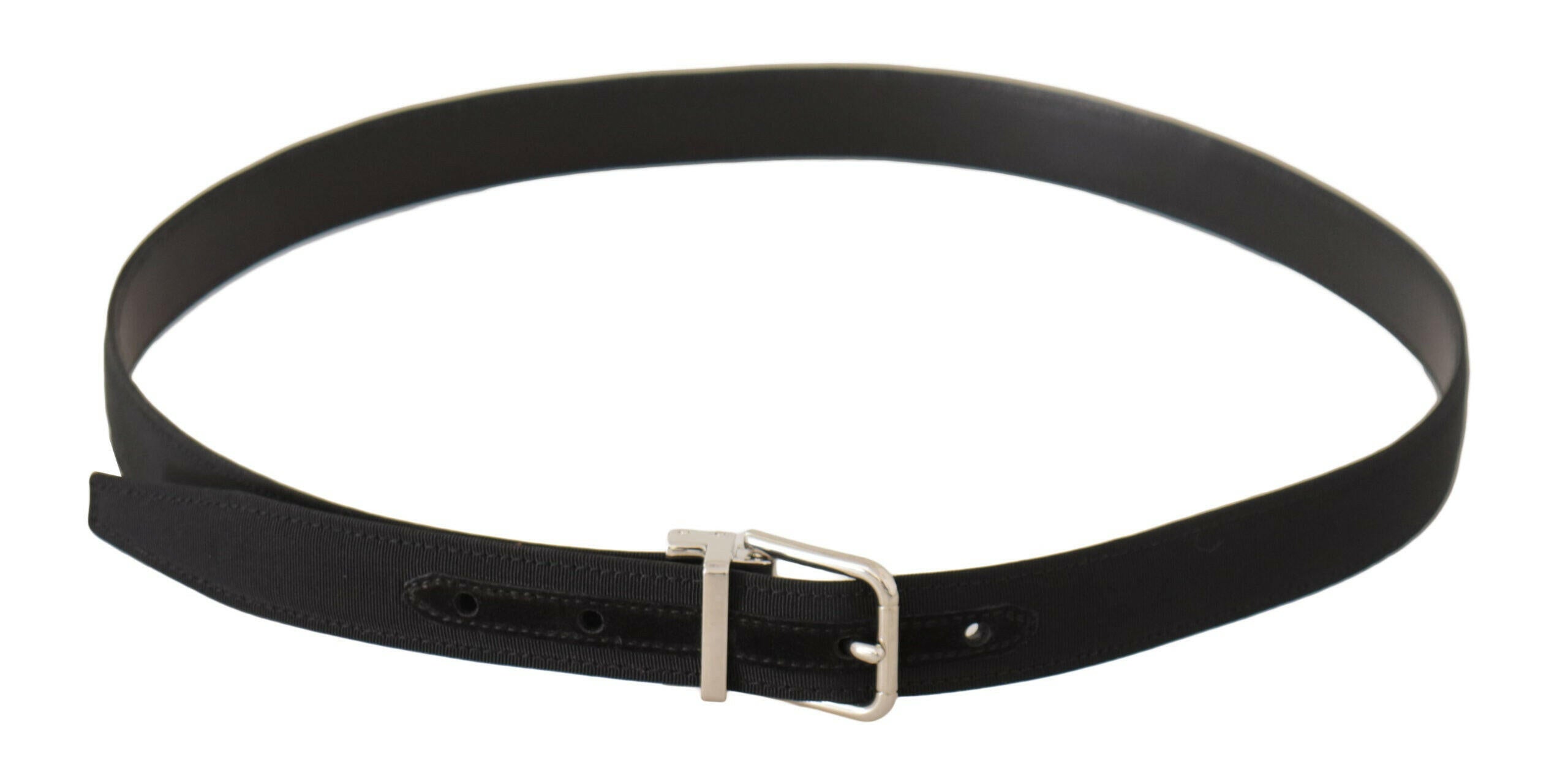 Dolce & Gabbana Black Canvas Silver Tone Metal Buckle Men Belt -   -  Dolce & Gabbana.