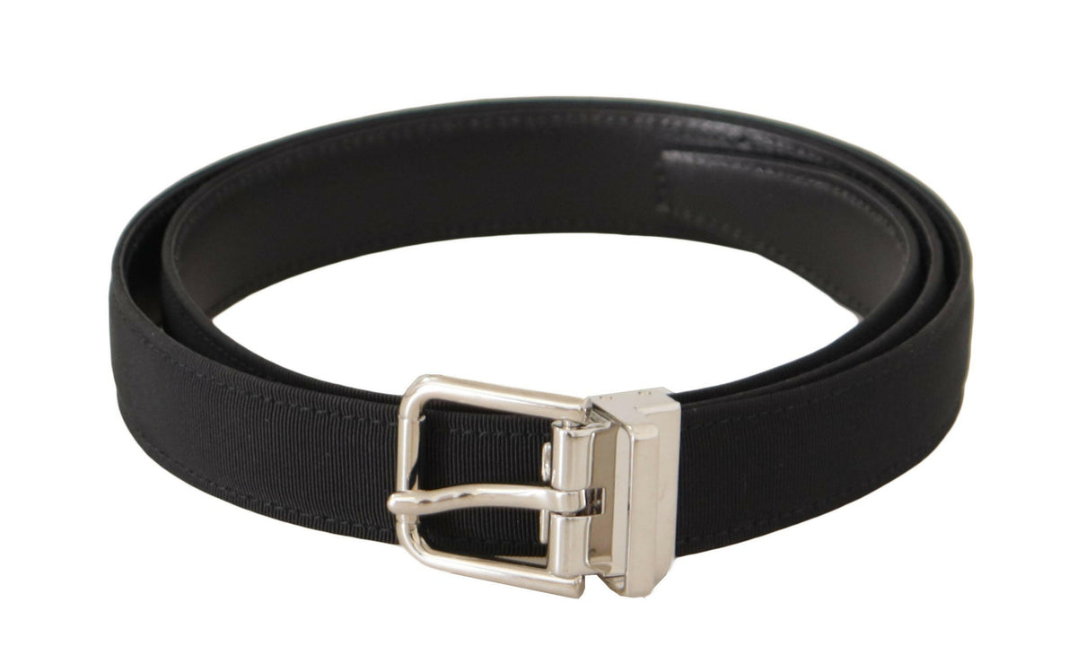 Dolce & Gabbana Black Canvas Silver Tone Metal Buckle Men Belt -   -  Dolce & Gabbana.