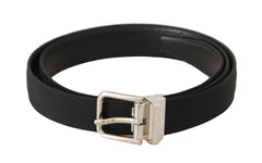 Dolce & Gabbana Black Canvas Silver Tone Metal Buckle Men Belt -   -  Dolce & Gabbana.