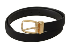 Dolce & Gabbana Black Canvas Leather Gold Metal Buckle Belt -   -  Dolce & Gabbana.