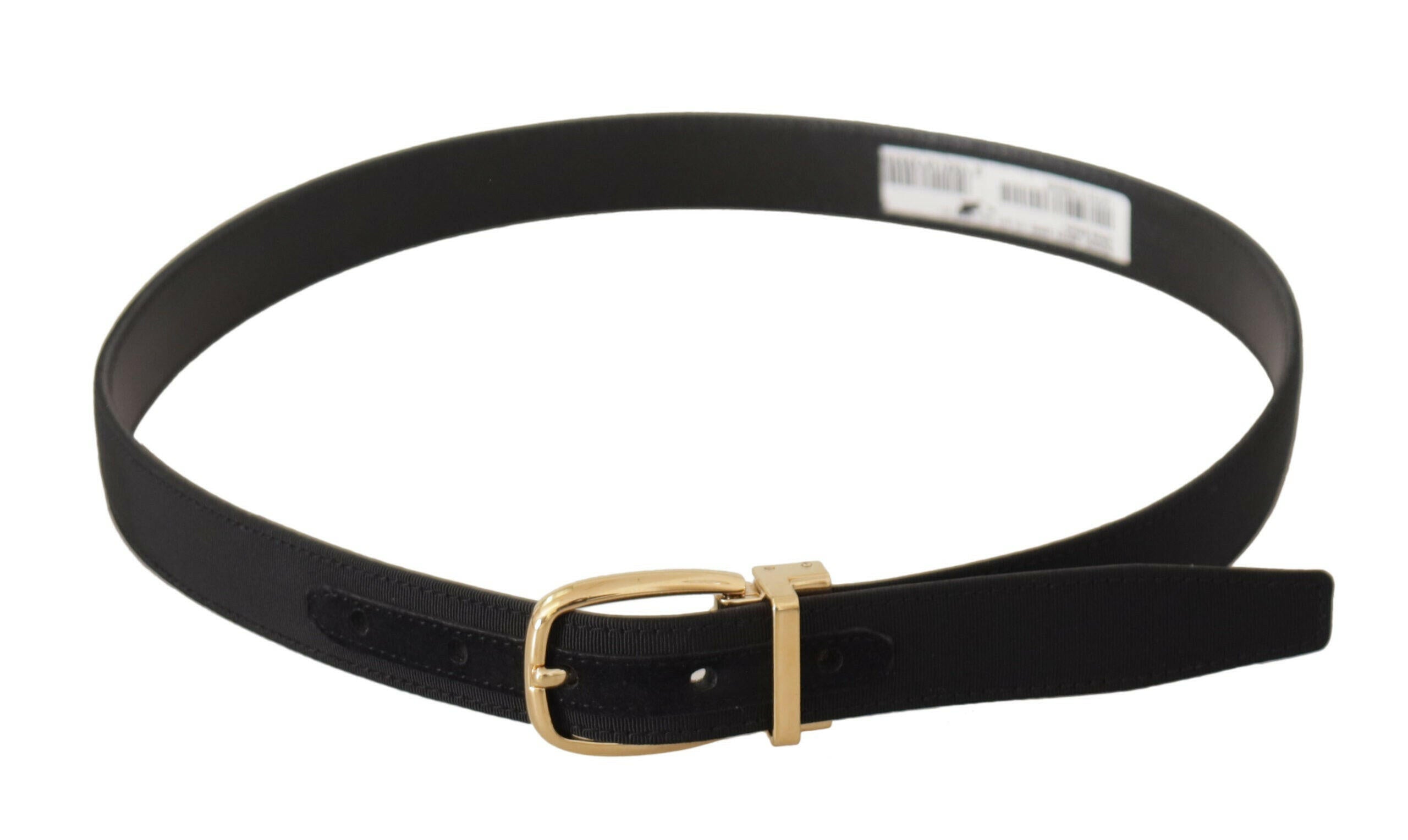 Dolce & Gabbana Black Canvas Leather Gold Metal Buckle Belt -   -  Dolce & Gabbana.
