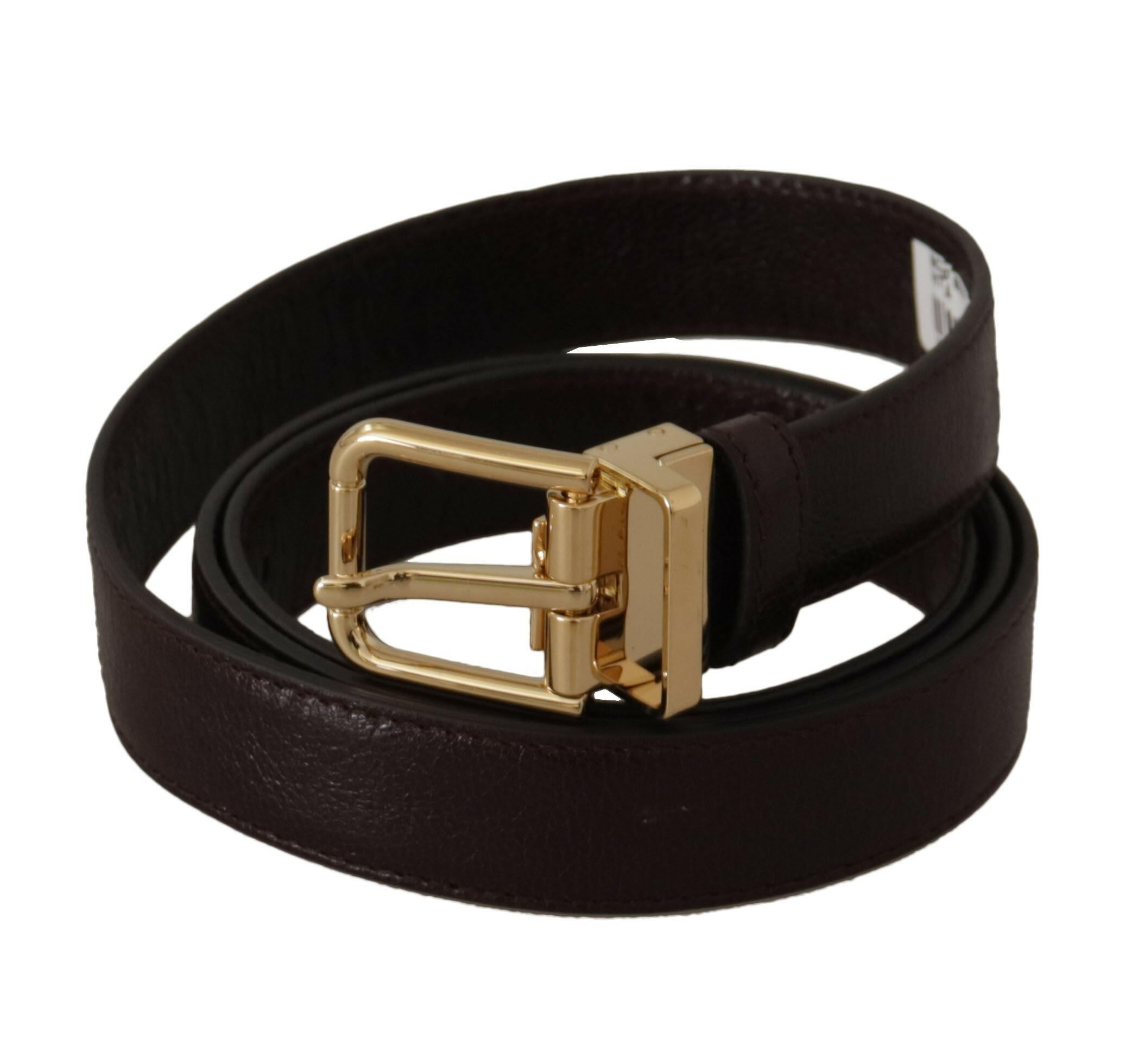 Dolce & Gabbana Brown Leather Gold Metal Buckle Belt -   -  Dolce & Gabbana.