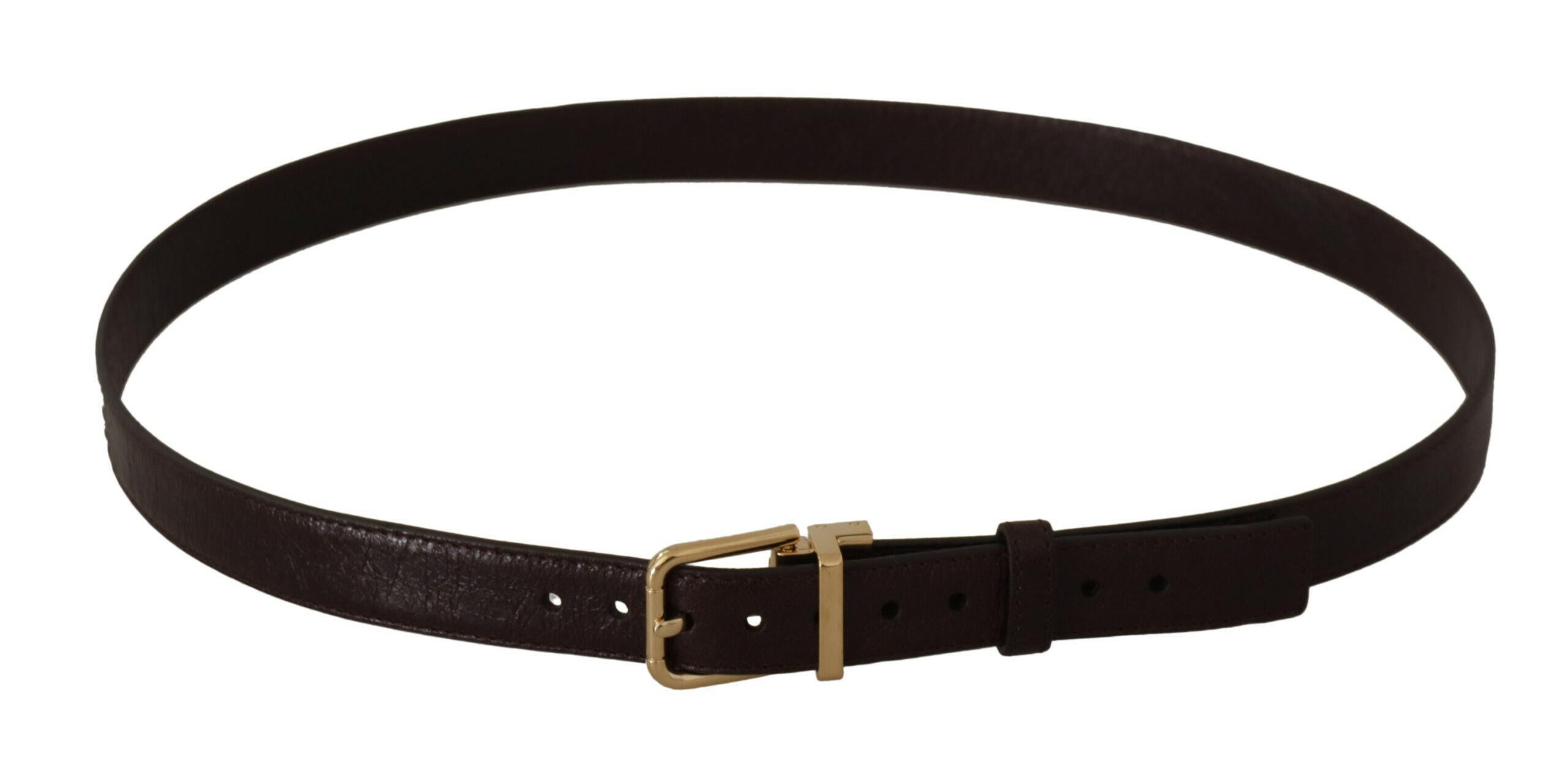 Dolce & Gabbana Brown Leather Gold Metal Buckle Belt -   -  Dolce & Gabbana.