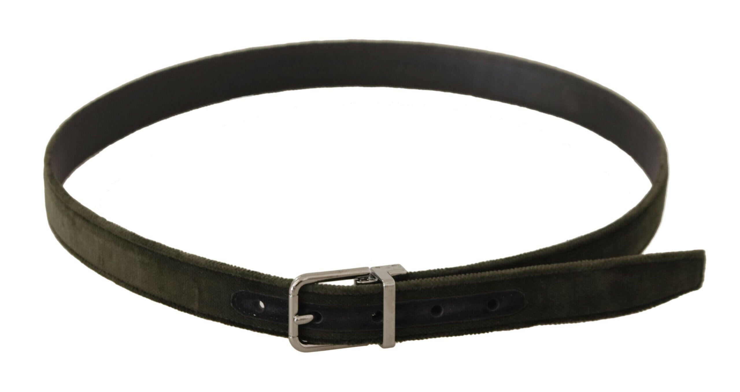 Dolce & Gabbana Green Velvet Silver Tone Metal Buckle Belt -   -  Dolce & Gabbana.