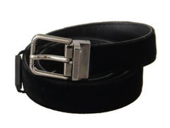 Dolce & Gabbana Black Cotton Silver Tone Metal Buckle Belt -   -  Dolce & Gabbana.