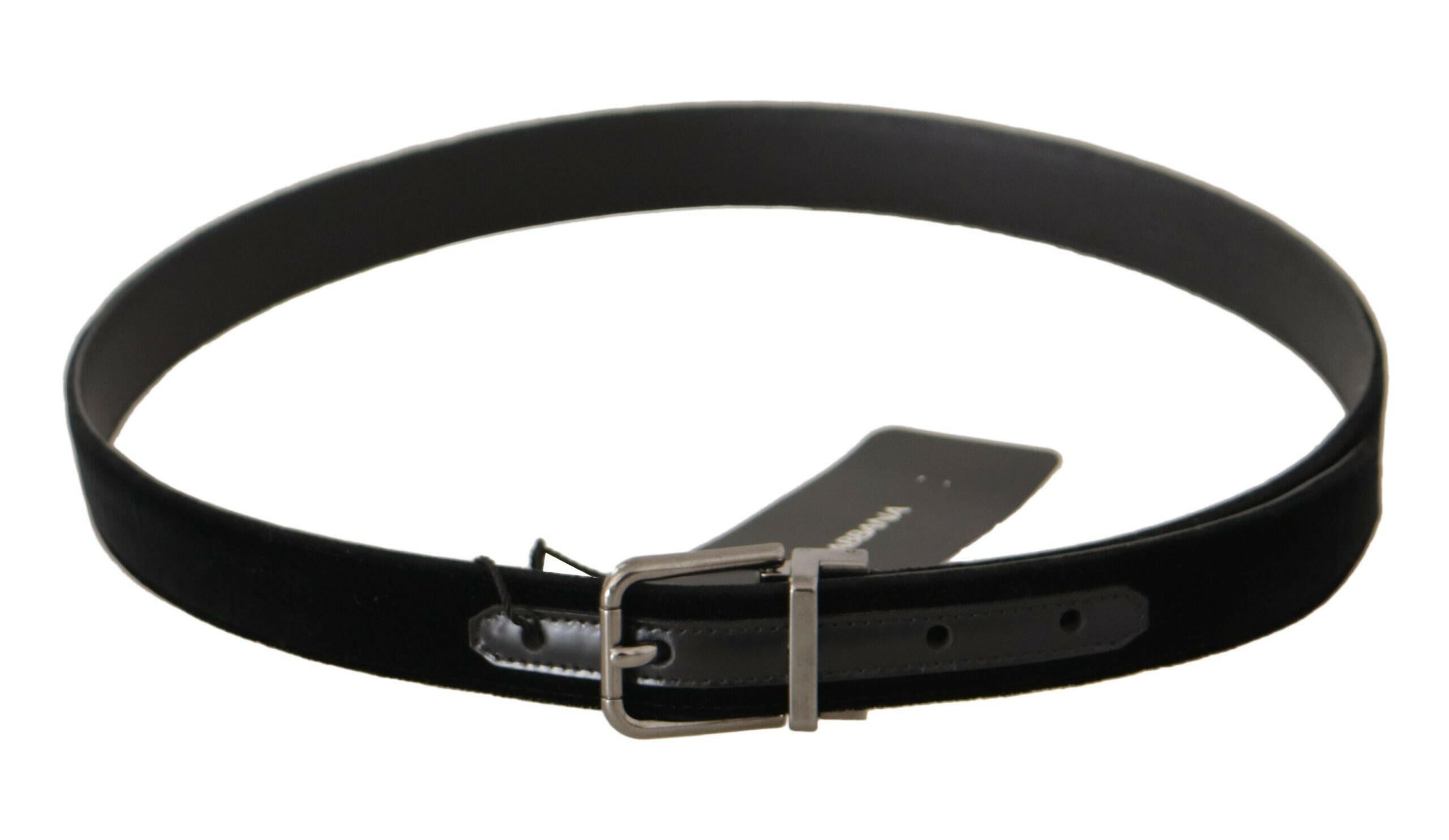 Dolce & Gabbana Black Cotton Silver Tone Metal Buckle Belt -   -  Dolce & Gabbana.