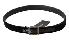 Dolce & Gabbana Black Cotton Silver Tone Metal Buckle Belt -   -  Dolce & Gabbana.
