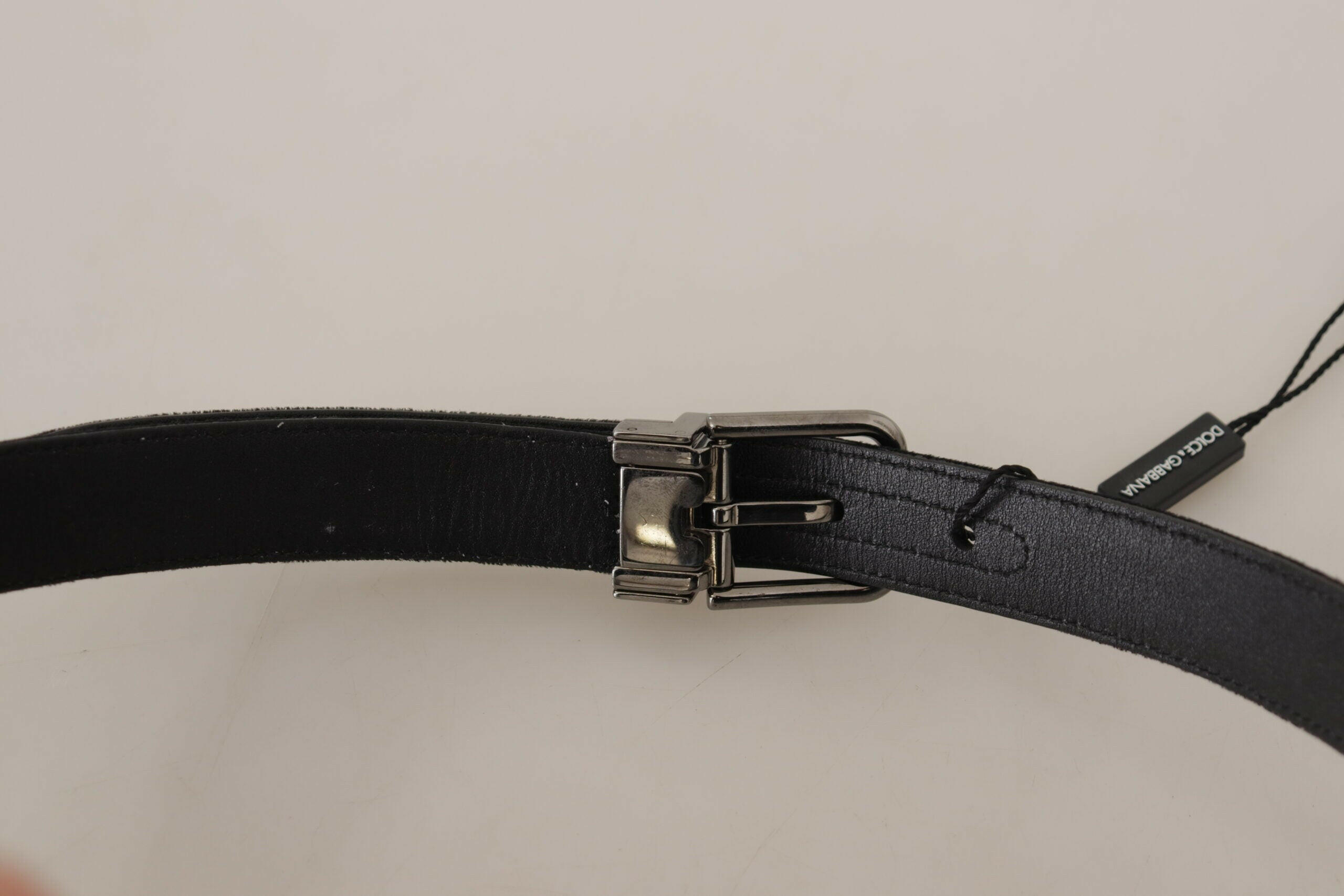 Dolce & Gabbana Black Cotton Silver Tone Metal Buckle Belt -   -  Dolce & Gabbana.