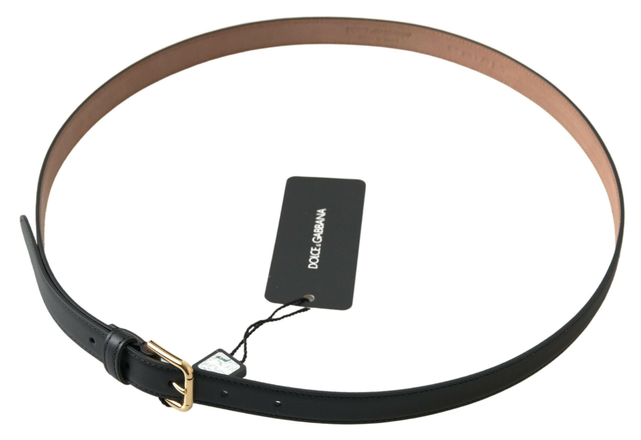 Dolce & Gabbana Black Leather Gold Tone Metal Buckle Belt -   -  Dolce & Gabbana.
