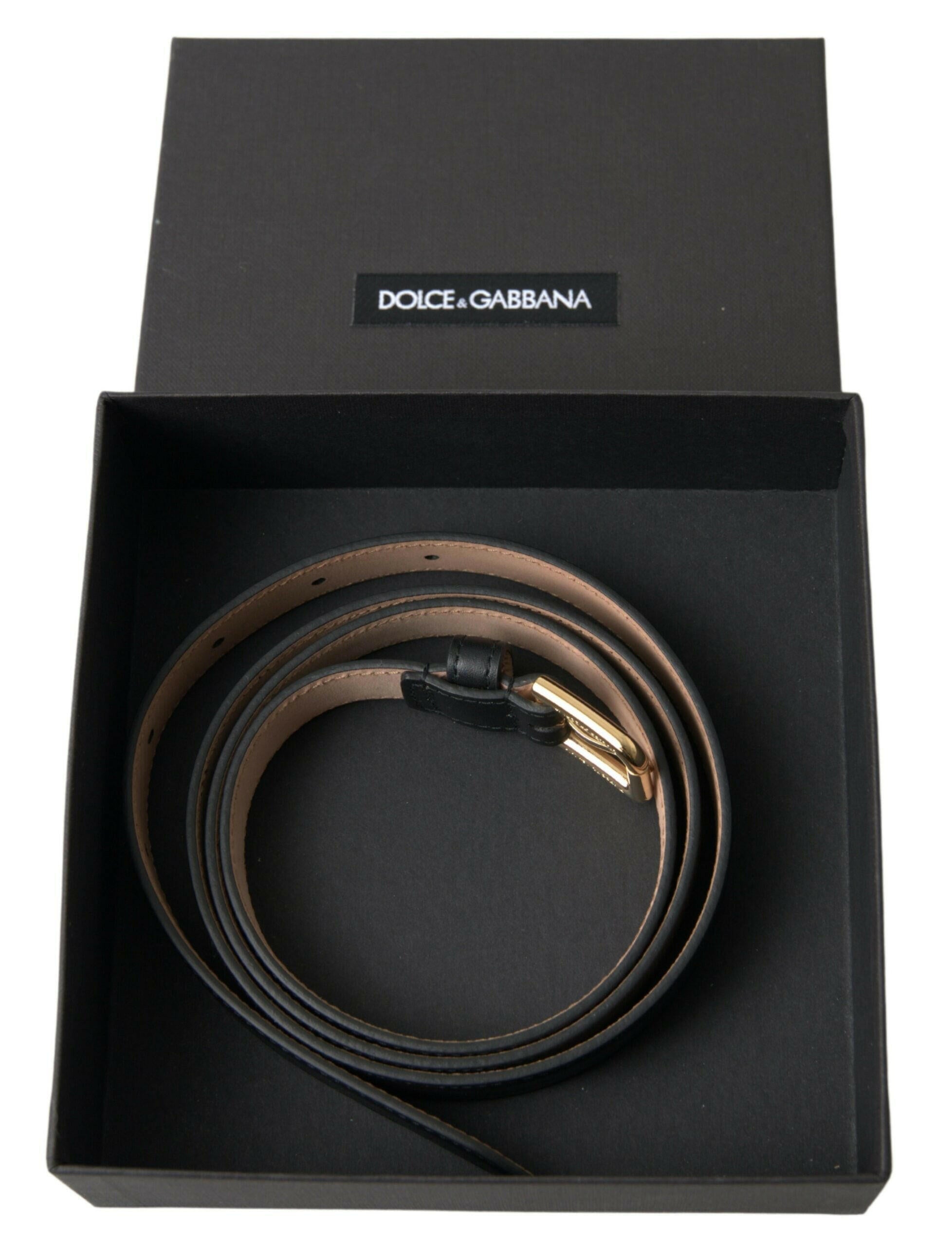 Dolce & Gabbana Black Leather Gold Tone Metal Buckle Belt -   -  Dolce & Gabbana.
