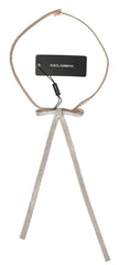 Dolce & Gabbana Beige Silk Clear Crystal Bow Waist Belt