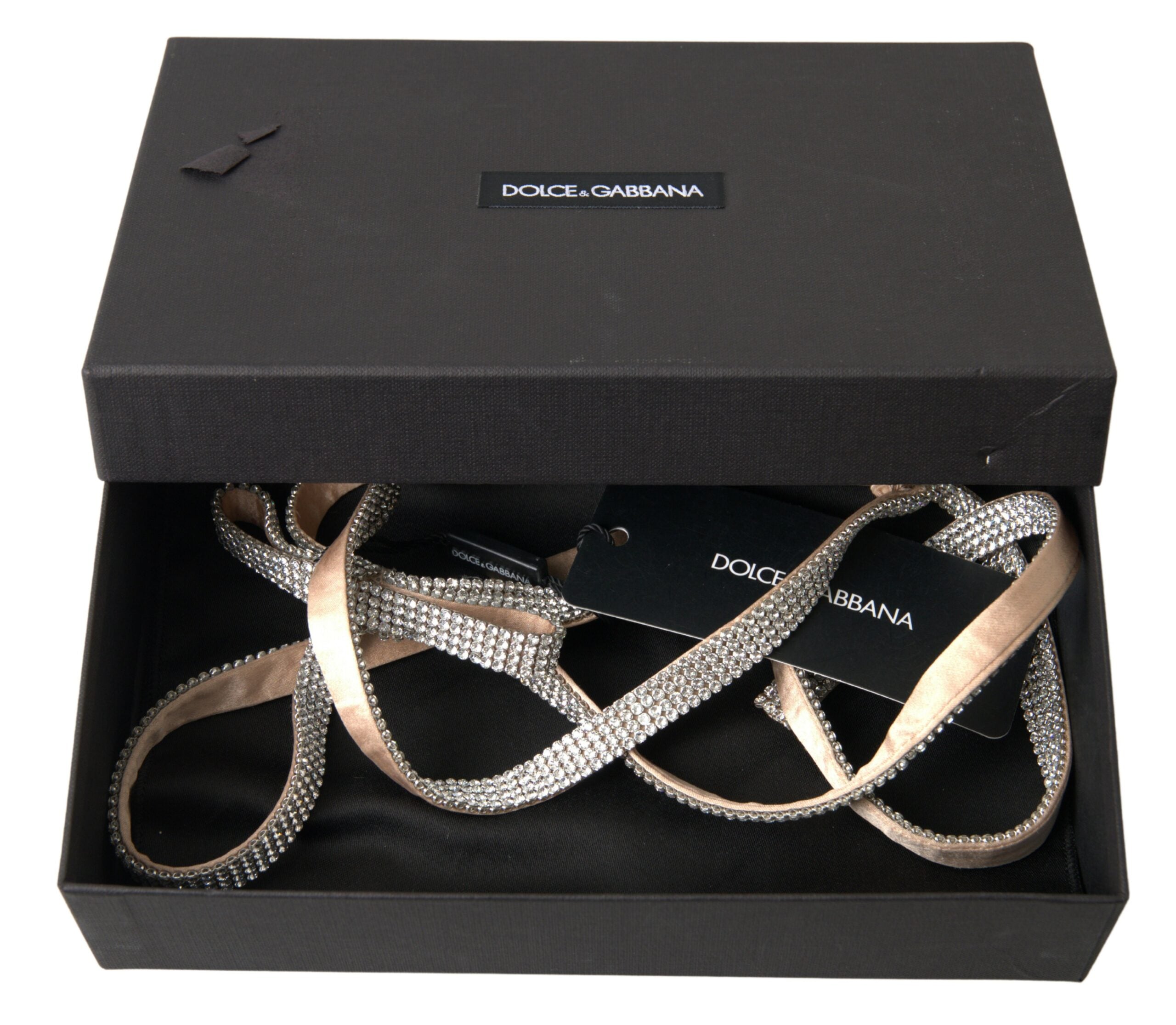 Dolce & Gabbana Beige Silk Clear Crystal Bow Waist Belt -   -  Dolce & Gabbana.