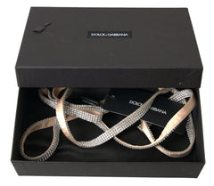 Dolce & Gabbana Beige Silk Clear Crystal Bow Waist Belt -   -  Dolce & Gabbana.