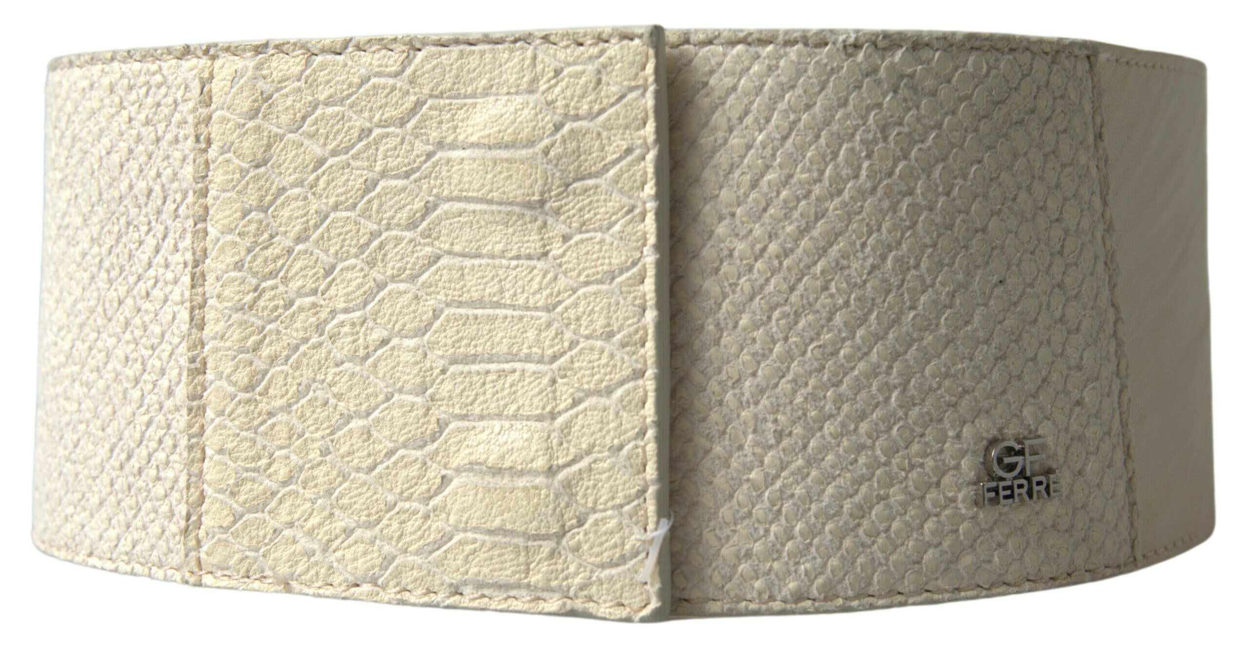 GF Ferre Off White Waxed Cotton Wide Fashion Waistband Belt -   -  GF Ferre.