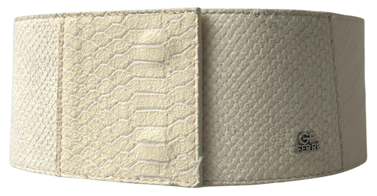 GF Ferre Off White Waxed Cotton Wide Fashion Waistband Belt -   -  GF Ferre.