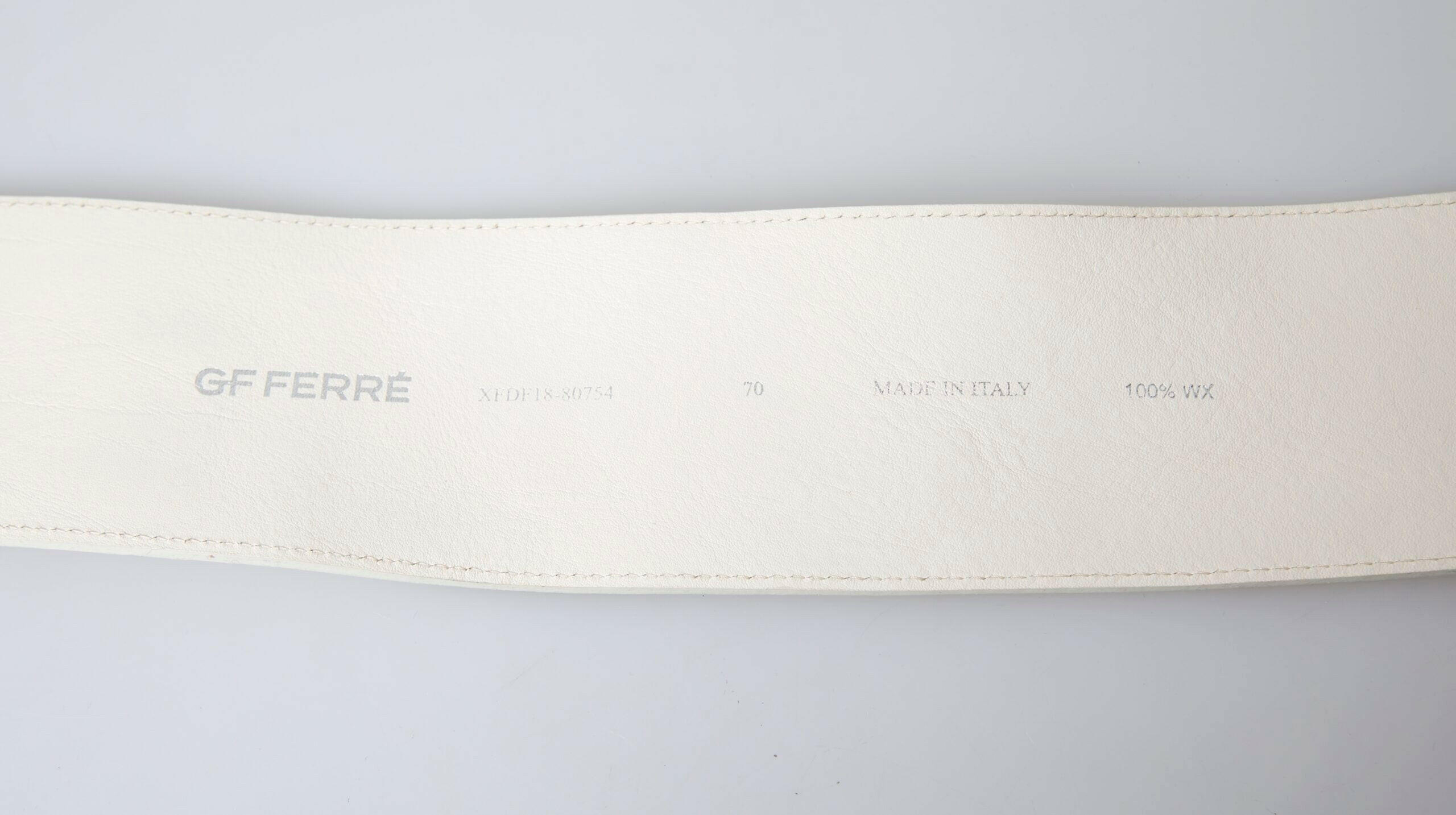 GF Ferre Off White Waxed Cotton Wide Fashion Waistband Belt -   -  GF Ferre.