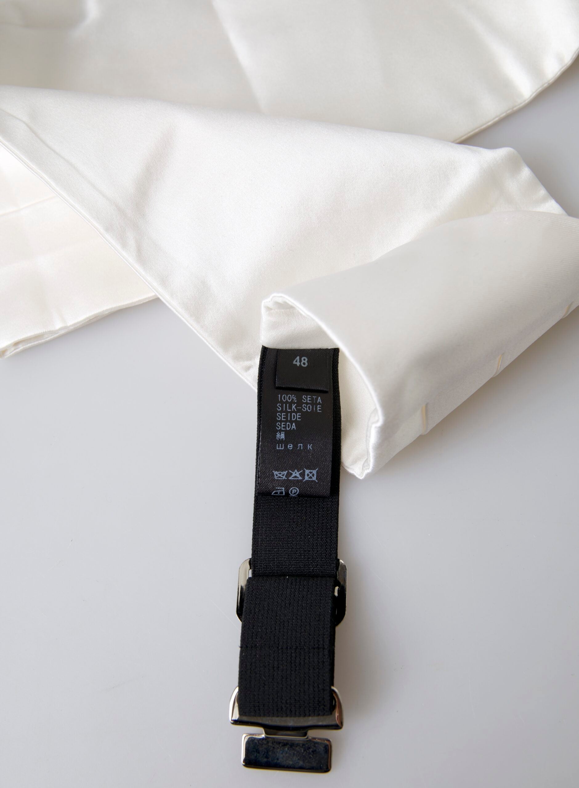 Dolce & Gabbana White Men Wide Waist Silk Belt Cummerbund -  Men´s Cummerbund -  Dolce & Gabbana.