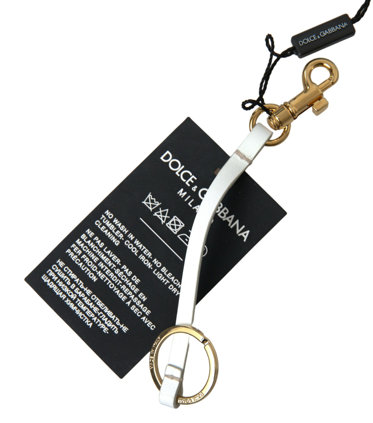 Dolce & Gabbana Black Silicone DG Logo Gold Brass Keychain -   -  Dolce & Gabbana.