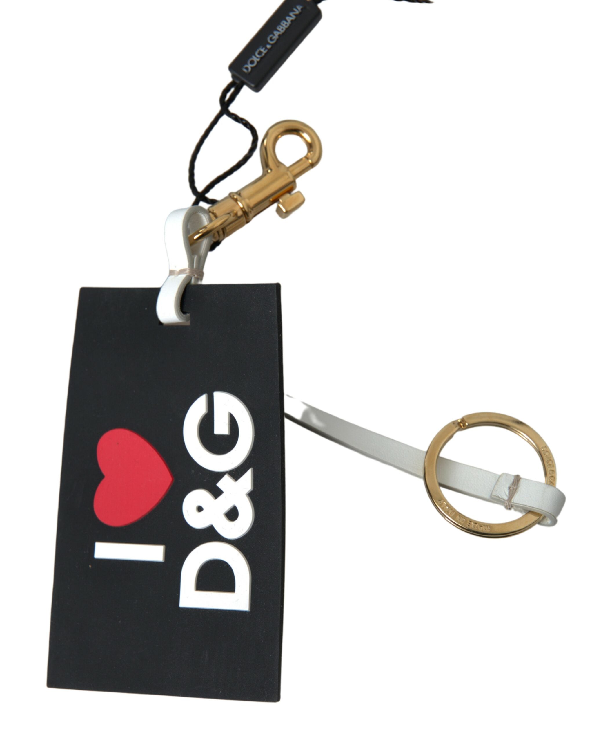 Dolce & Gabbana Black Silicone DG Logo Gold Brass Keychain -   -  Dolce & Gabbana.