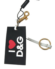 Dolce & Gabbana Black Silicone DG Logo Gold Brass Keychain -   -  Dolce & Gabbana.