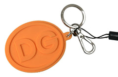 Dolce & Gabbana Orange Rubber DG Logo Gold Brass Metal Keychain -   -  Dolce & Gabbana.