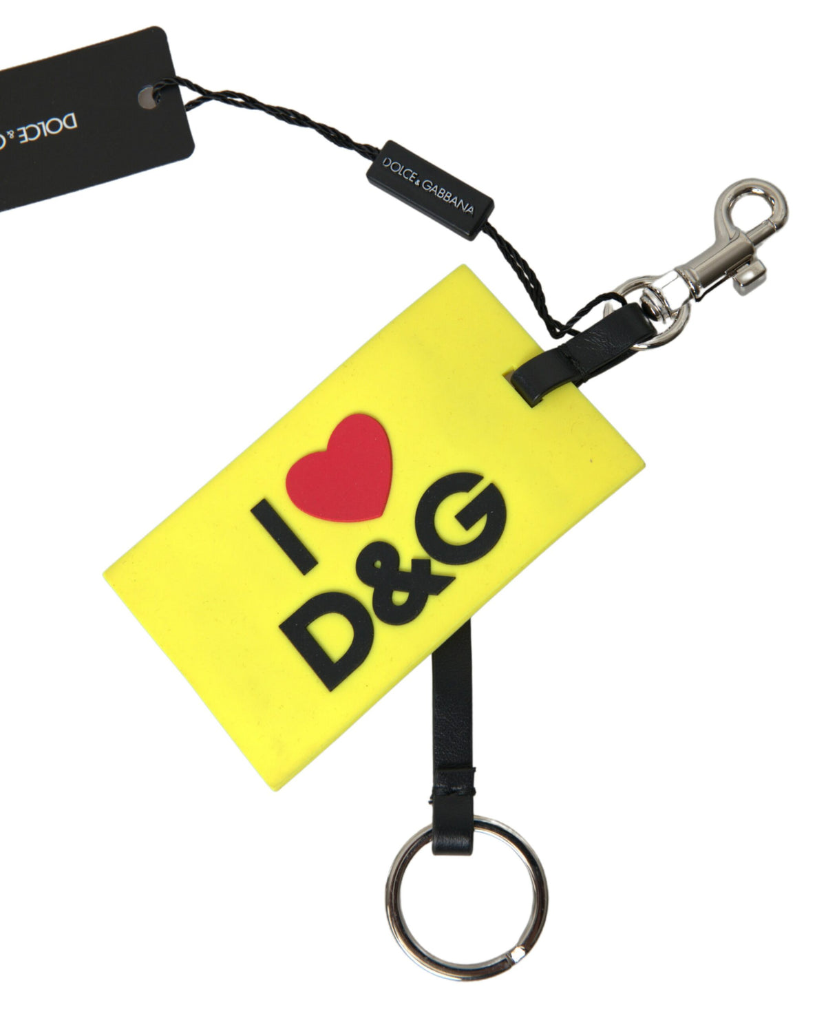 Dolce & Gabbana Yellow Silicone DG Logo Gold Brass Keyring Keychain -   -  Dolce & Gabbana.