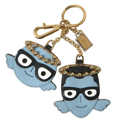 Dolce & Gabbana Blue Angel Leather Dominico Stefano Keyring Keychain -   -  Dolce & Gabbana.
