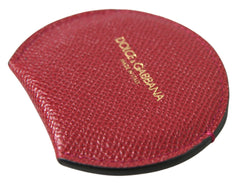 Dolce & Gabbana Red Calfskin Leather Round Hand Mirror Holder -   -  Dolce & Gabbana.