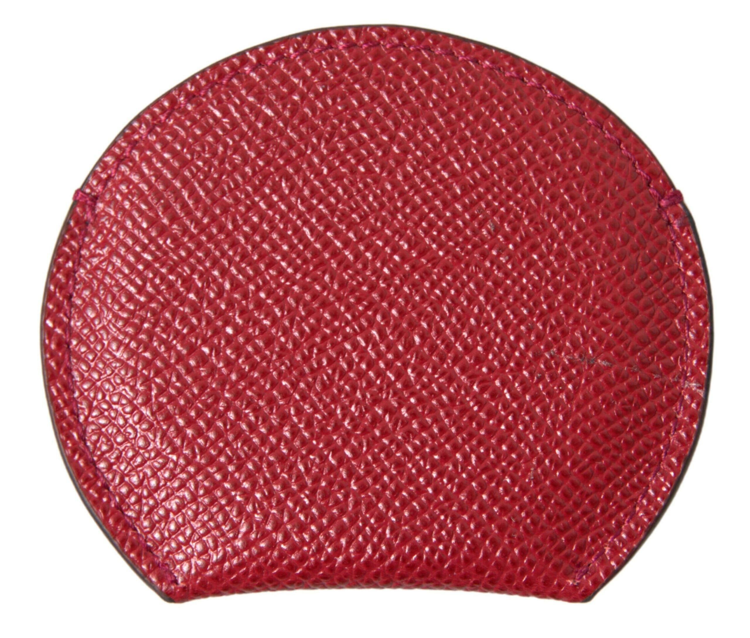 Dolce & Gabbana Red Calfskin Leather Round Hand Mirror Holder -   -  Dolce & Gabbana.