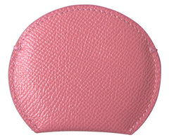 Dolce & Gabbana Pink Calfskin Leather Round Logo Print Hand Mirror Holder -   -  Dolce & Gabbana.