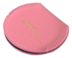 Dolce & Gabbana Pink Calfskin Leather Round Logo Print Hand Mirror Holder -   -  Dolce & Gabbana.