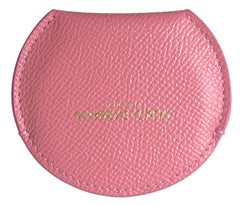 Dolce & Gabbana Pink Calfskin Leather Round Logo Print Hand Mirror Holder -   -  Dolce & Gabbana.