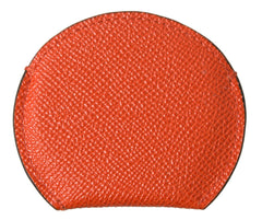 Dolce & Gabbana Orange Calfskin Leather Round Logo Hand Mirror Holder -   -  Dolce & Gabbana.