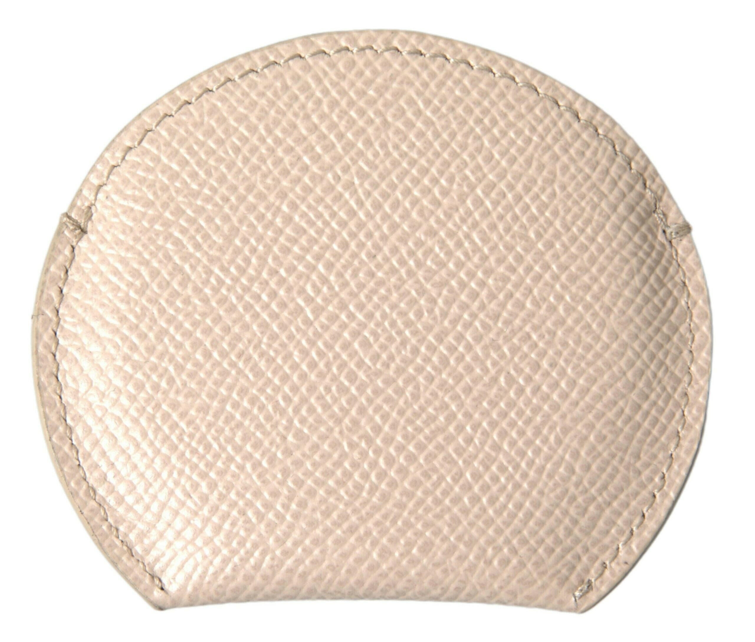 Dolce & Gabbana Beige Calfskin Leather Round Logo Hand Mirror Holder -   -  Dolce & Gabbana.