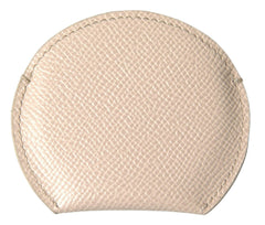 Dolce & Gabbana Beige Calfskin Leather Round Logo Hand Mirror Holder -   -  Dolce & Gabbana.