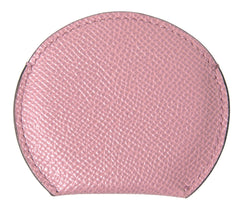 Dolce & Gabbana Pink Calfskin Leather Round Logo Print Hand Mirror Holder -   -  Dolce & Gabbana.
