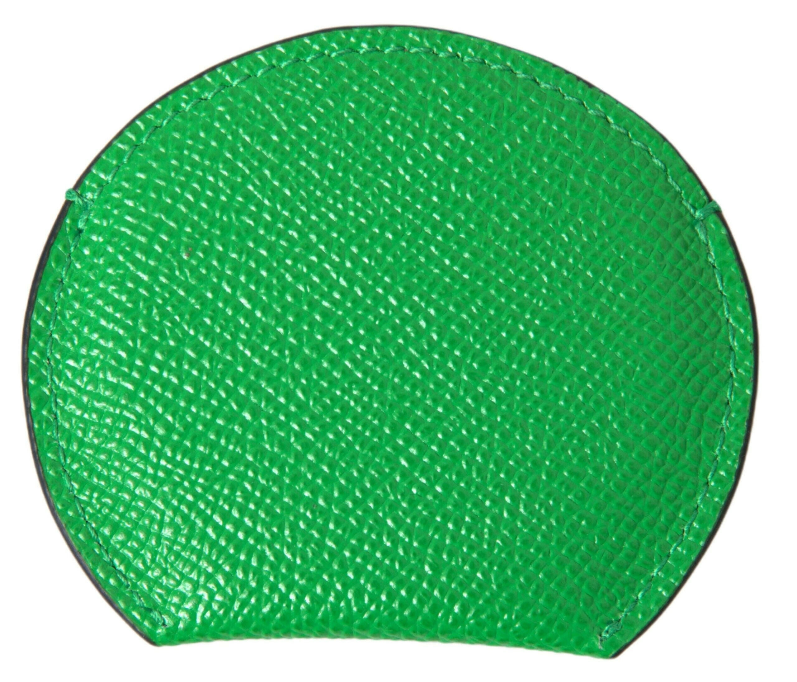 Dolce & Gabbana Green Calfskin Leather Round Logo Hand Mirror Holder -   -  Dolce & Gabbana.