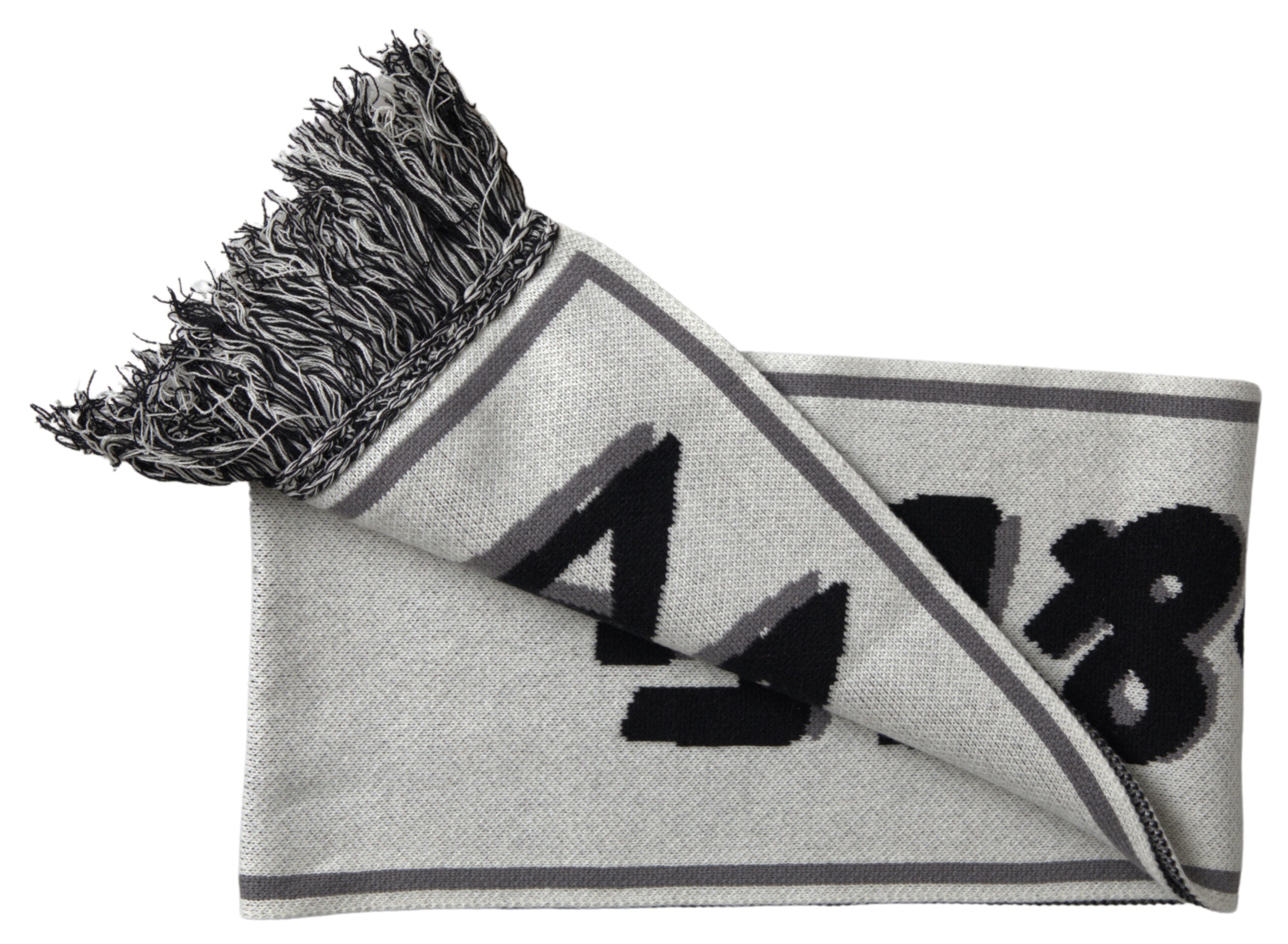 Dolce & Gabbana Gray Cashmere Knitted Wrap Shawl Fringe Scarf -   -  Dolce & Gabbana.