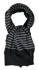 Dolce & Gabbana Black Gray Stripe Wool Neck Wrap Shawl Scarf -   -  Dolce & Gabbana.