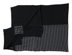 Dolce & Gabbana Black Gray Stripe Wool Neck Wrap Shawl Scarf -   -  Dolce & Gabbana.