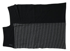 Dolce & Gabbana Black Gray Stripe Wool Neck Wrap Shawl Scarf -   -  Dolce & Gabbana.