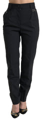 Dolce & Gabbana Black Wool High Waist Tapered Pants -   -  Dolce & Gabbana.