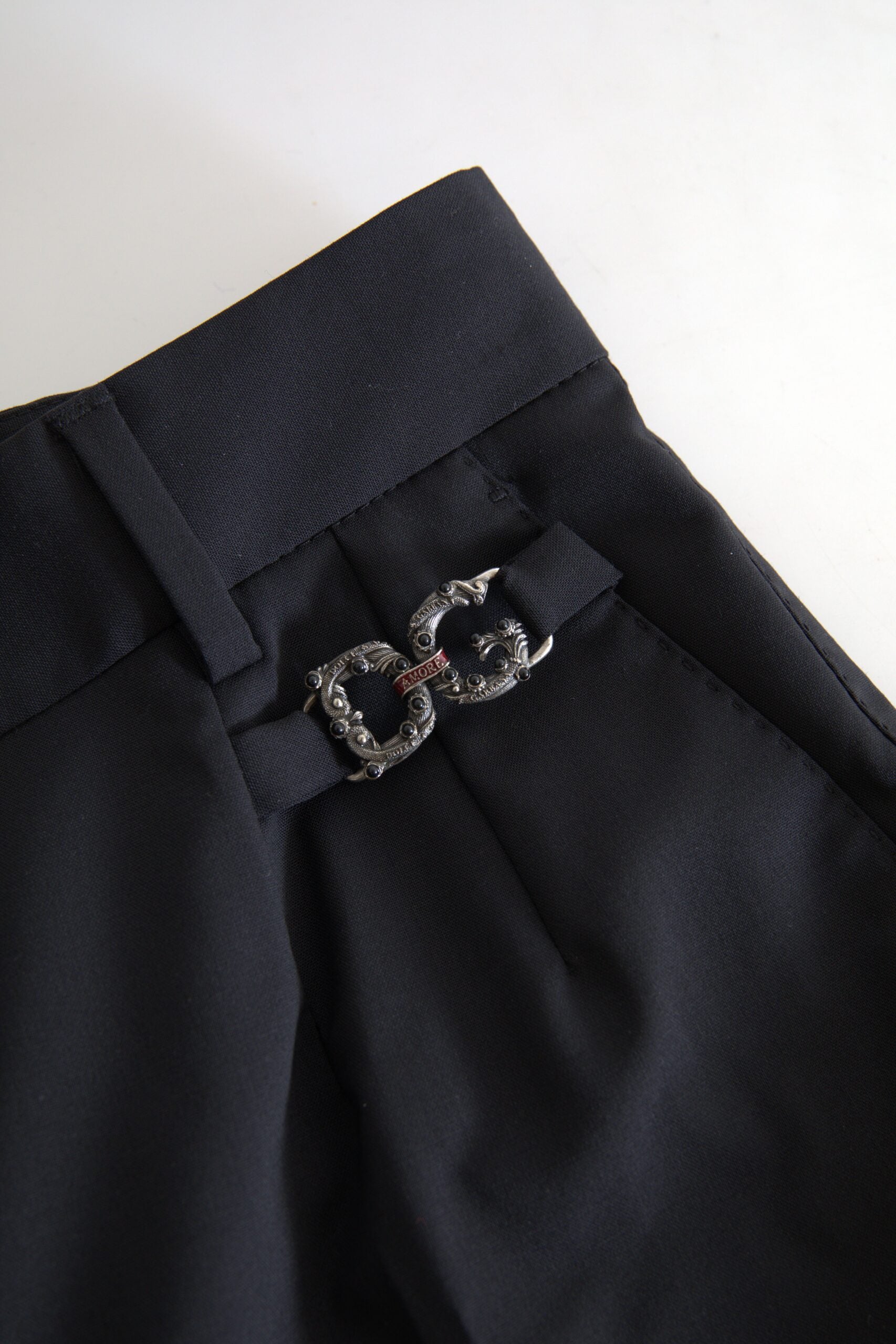 Dolce & Gabbana Black Wool High Waist Tapered Pants -   -  Dolce & Gabbana.