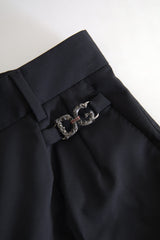 Dolce & Gabbana Black Wool High Waist Tapered Pants -   -  Dolce & Gabbana.