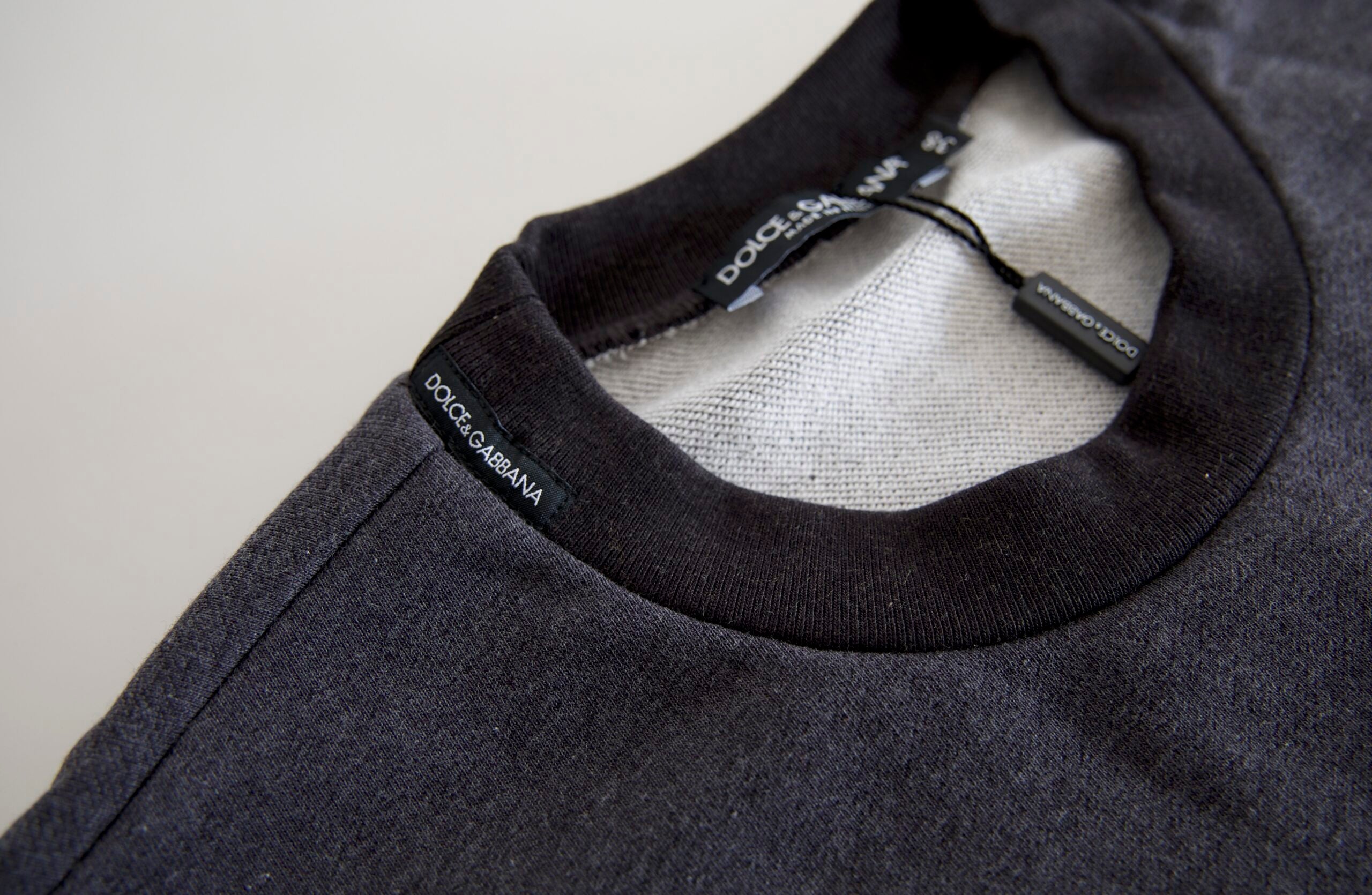 Dolce & Gabbana Dark Gray Cotton Crew Neck Pullover Sweater -   -  Dolce & Gabbana.