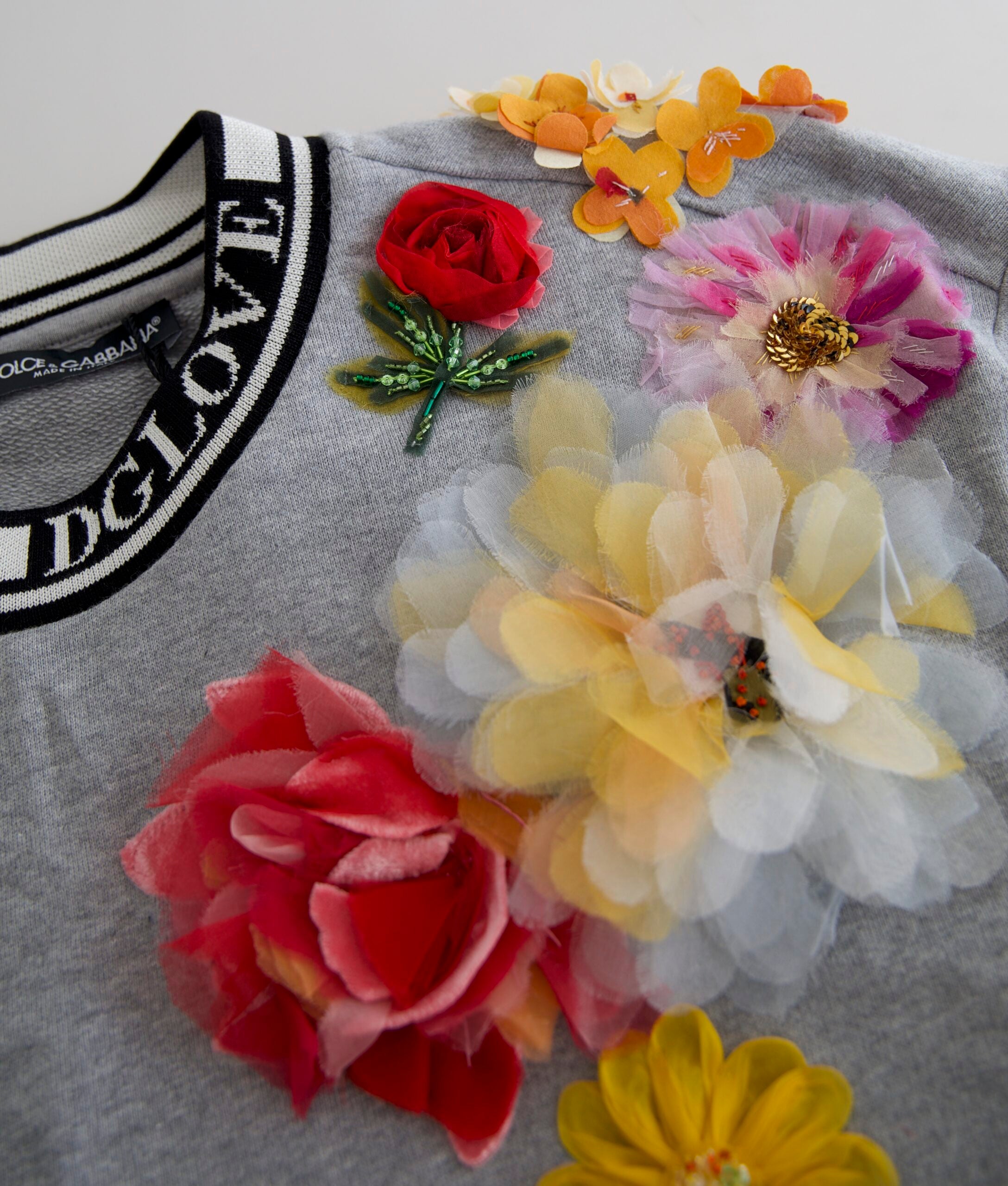 Dolce & Gabbana Gray DG Amore Queen Floral Pullover Sweater -   -  Dolce & Gabbana.